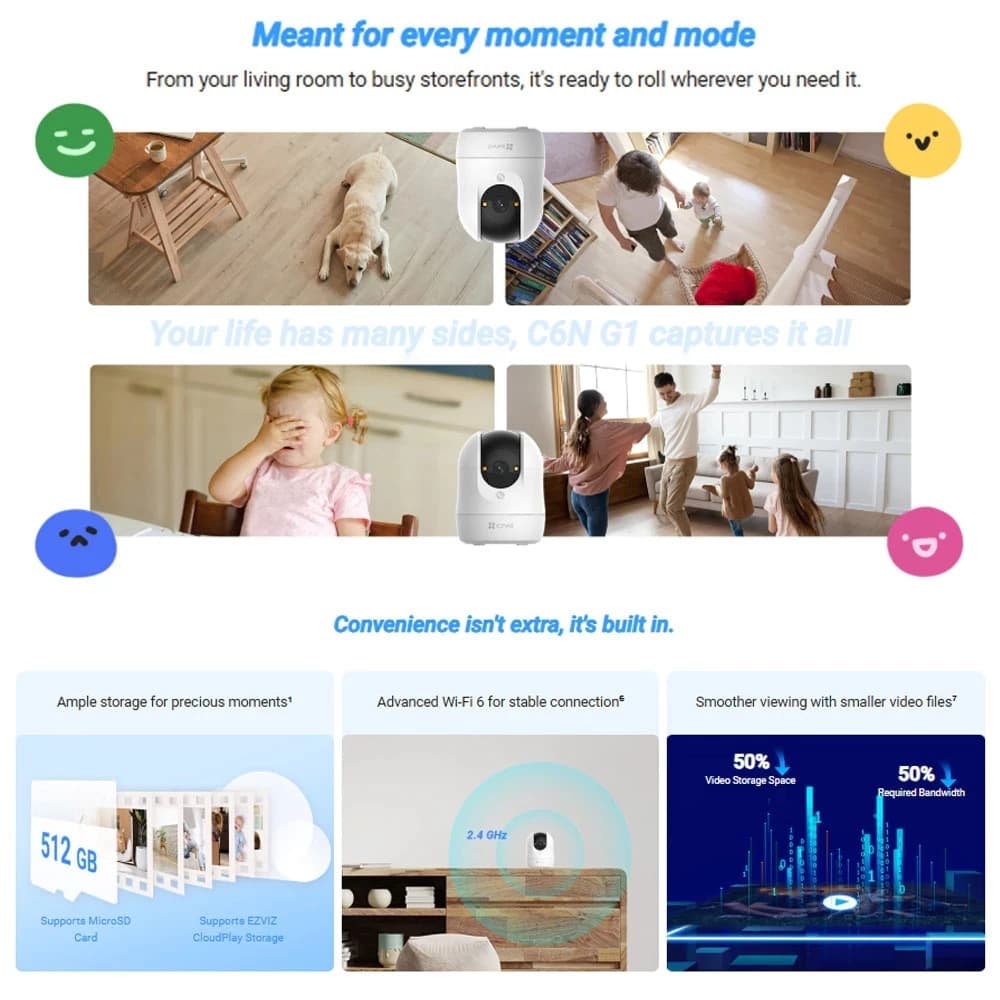 กล้องวงจรปิดไร้สาย EZVIZ รุ่น C6N G1 - 3K 5MP / 4K 8MP Pan & Tilt Wi-Fi Camera รูปที่ 7