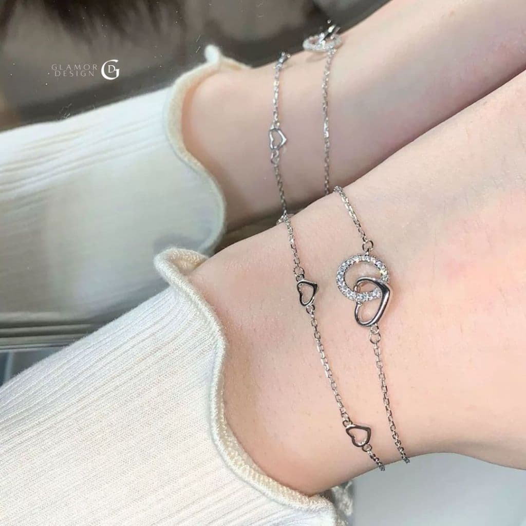 GLAMORกำไลข้อมือเงินแท้ Love-Loop สร้อยข้อมือเชื่อมโยงความรัก กำไลผู้หญิงสไตล์เกาหลี กำไลแฟชั่น รูปที่ 8