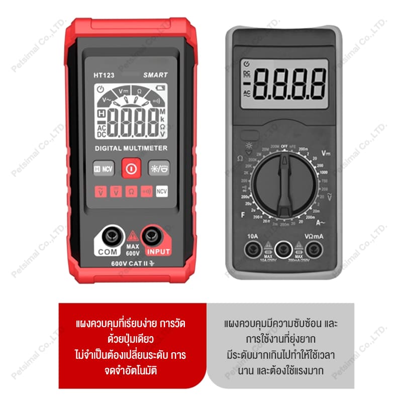 มัลติมิเตอร์ดิจิตอล HABOTEST HT123 วัดแรงดัน AC/DC สูงสุด 600V พร้อมฟังก์ชัน NCV และไฟฉาย LED โวลต์มิเตอร์ รูปที่ 3