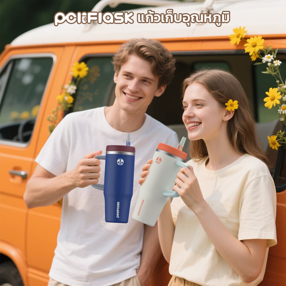 Peliflask แก้วเก็บความเย็น 32oz Tumbler สแตนเลสผู้ถือถ้วยรถที่มีฝาปิดคู่และที่จับขวดน้ำความจุสูง รูปที่ 8