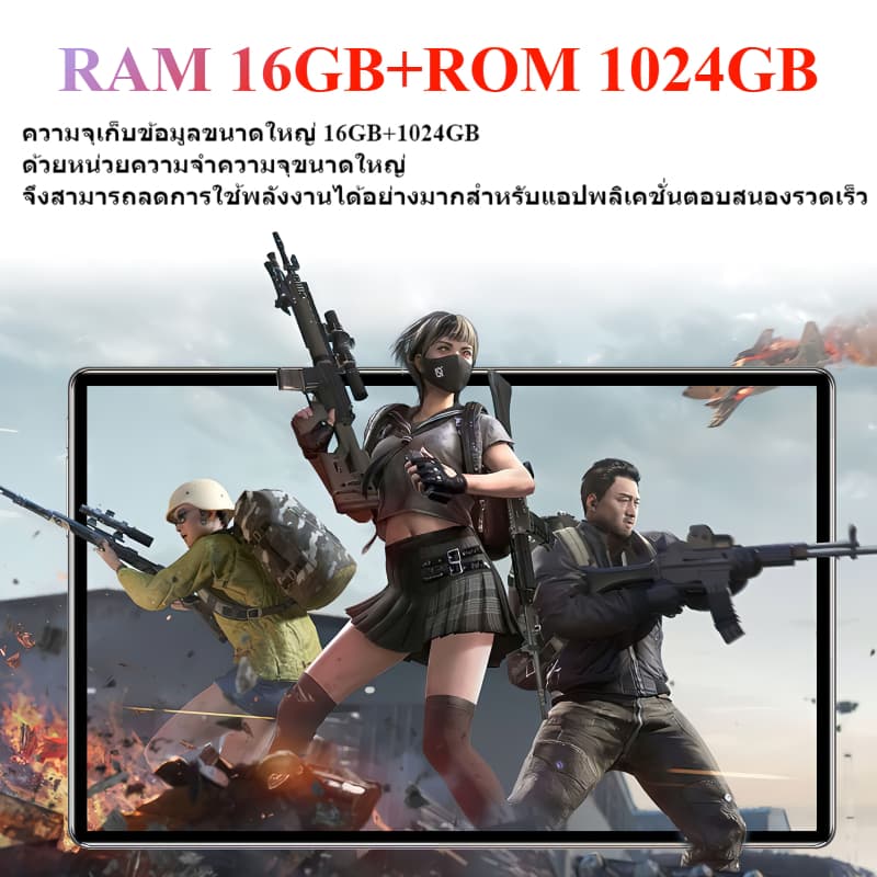 แท็บเล็ต v62 Android 15 12 นิ้วหน้าจอ RAM 16GB 1TB 15000mAh ความจุ Dual SIM Dual สแตนด์บายรองรับ 5G wifi รูปที่ 4