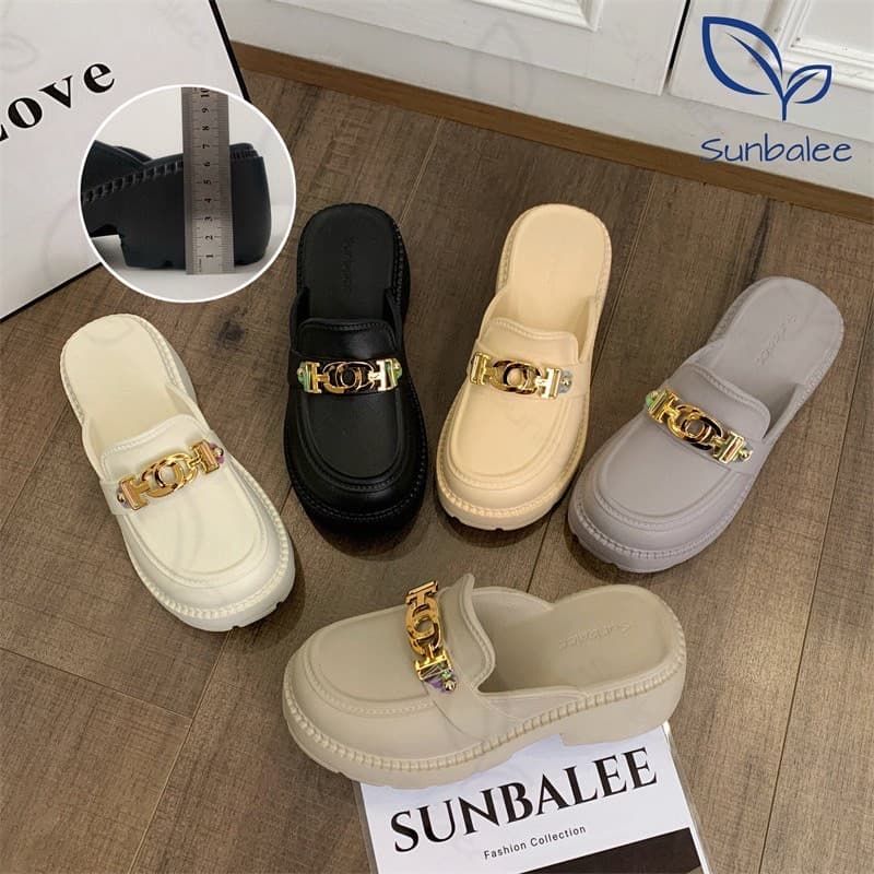 SHO-SUNX88รองเท้าพื้นนิ่ม สไตล์เกาหลีน้ำหนักเบา รองเท้าแฟชั่น รองเท้าเสริมส้น สูง 7 cm. ส้นสูง วัสดุยาง สีพื้นน่ารัก รูปที่ 3