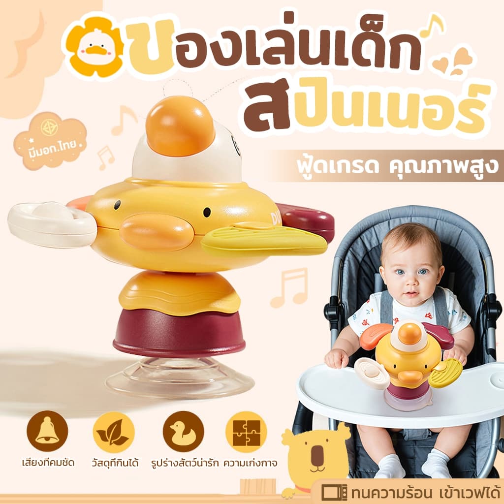 Becky Babo ของเล่นเด็ก สปินเนอร์ แบบปุ่มดูดสุญญากาศ ของเล่นติดโต๊ะ ติดผนัง ของเล่นเสริมพัฒนาการ เสริมพัฒนาการ BPA Free รูปที่ 1