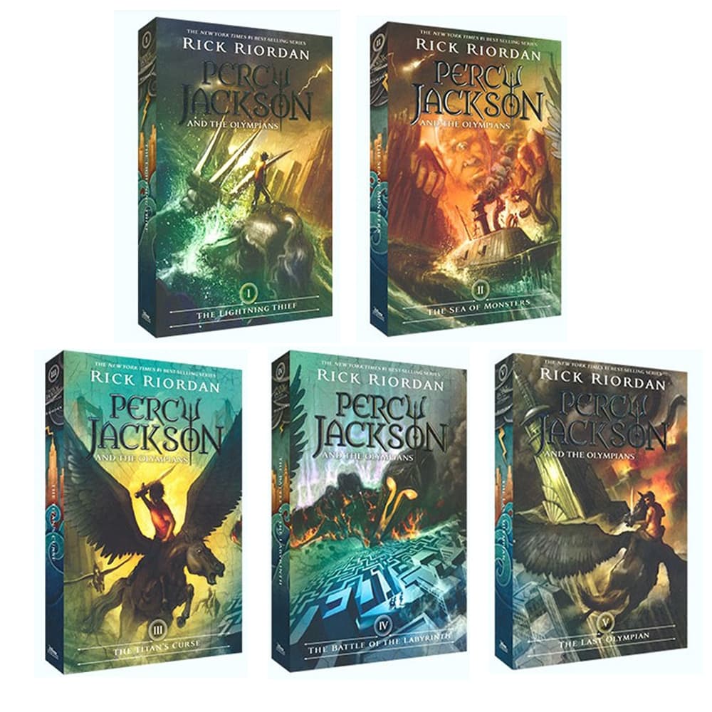 5 Books/Set Percy Jackson & The Olympians Level 1/2 Novel Books Children's English Picture Book Sets รูปที่ 2