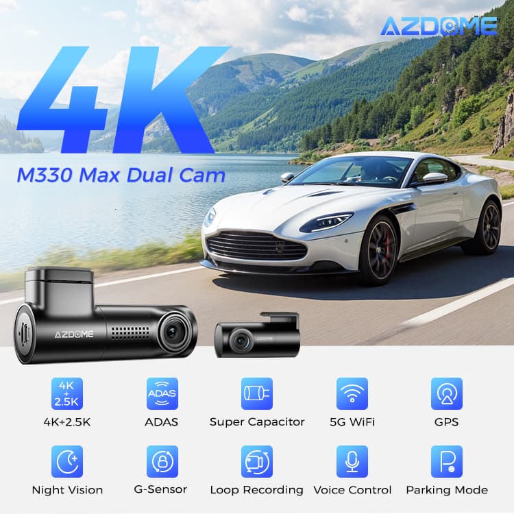 *ติดตั้งฟรี* AZDOME M330 MAX กล้องติดรถ 4K 2.5K Full HD WIFI GPS ADAS ทนร้อนสูง Capacitor รับประกัน 1 ปี รูปที่ 2