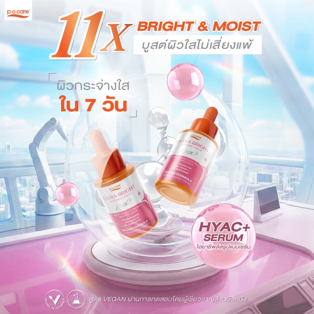POCARE เซรั่ม EXTRA BRIGHT 30ml 1 ขวด + กันแดด HyaC+ 40 ml 1 หลอด รูปที่ 6