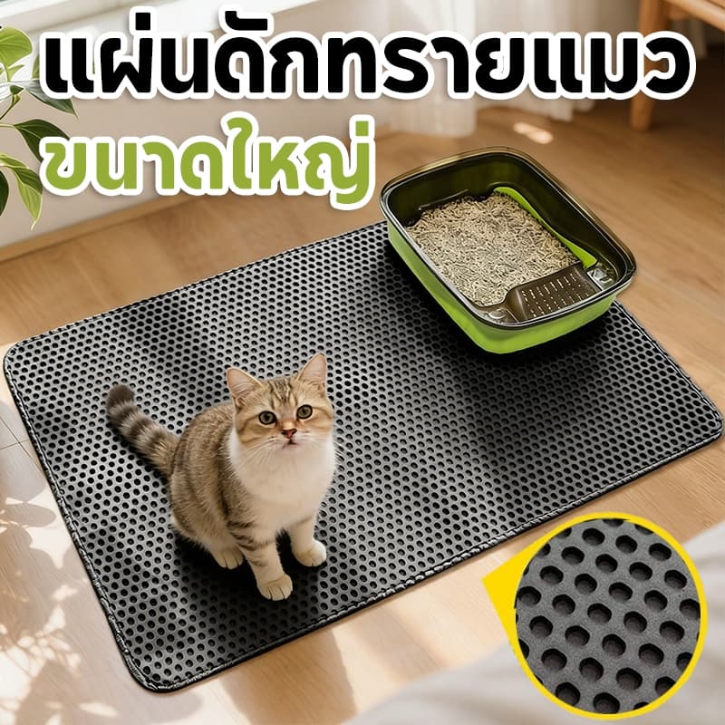 แผ่นดักทรายแมว พรมดักทรายแมว พรม 2 ชั้น EVA ช่วยดัก ทรายแมว ที่ติดตามเท้า แผ่น รอง ทรายแมว ขนาด ใหญ่ รูปที่ 2