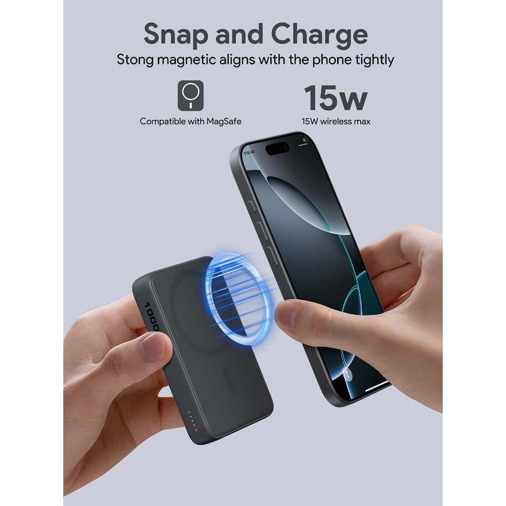 AUKEY PB-MS04 10000mAh Qi Magnetic พาวเวอร์แบงค์ไร้สาย Power Bank รองรับ iPhone 17/16/15/14 รูปที่ 3