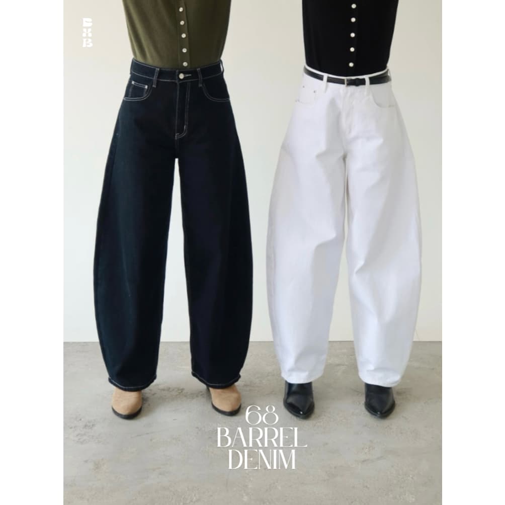 BXB - 68 Barrel Denim กางเกงยีนส์ทรงบาเลล สีพื้น l รูปที่ 1
