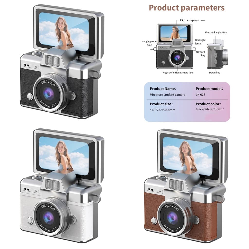 กล้องจิ๋ว Retro Mini Camera Full HD 1080P 2M กล้อง พวงกุญแจ ถ่ายวีดีโอ ถ่ายภาพ ได้ Digital Portable Pocket Cam รูปที่ 3