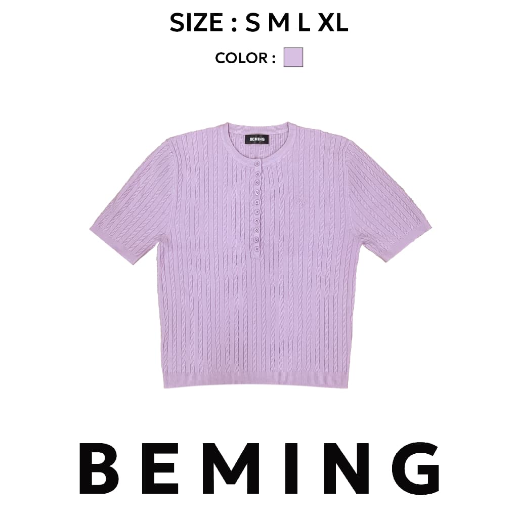 Bemingtop1107 -BMG Rib Button Top - เสื้อไหมพรมลายริบ ดีไซน์คอกลมพร้อมกระดุมหน้า ทรงพอดีตัว รูปที่ 8