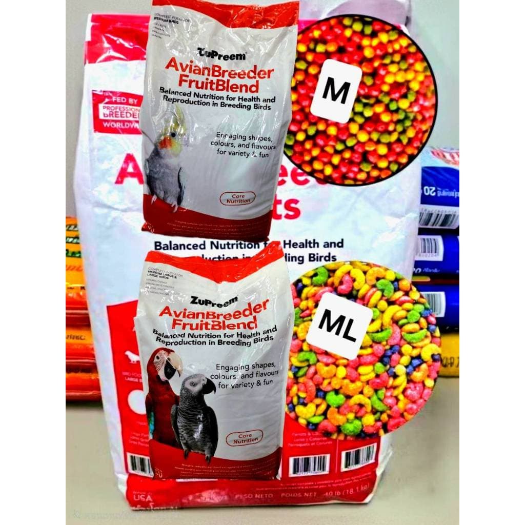 สุพรีมzupreem M-ML ขนาด18.kg.อาหารนกขนาดเล็กสุพรีมฟรุตเบลนด์ อาหารนกเม็ดสีผลไม้ไขมันต่ำ รูปที่ 2