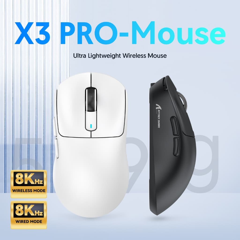 ATTACK SHARK X3 PRO เมาส์ไร้สาย ส์น้ําหนักเบา PAW3395 สามโหมด 8K เกมเมาส์คอมพิวเตอร์ 3 Mode รูปที่ 9