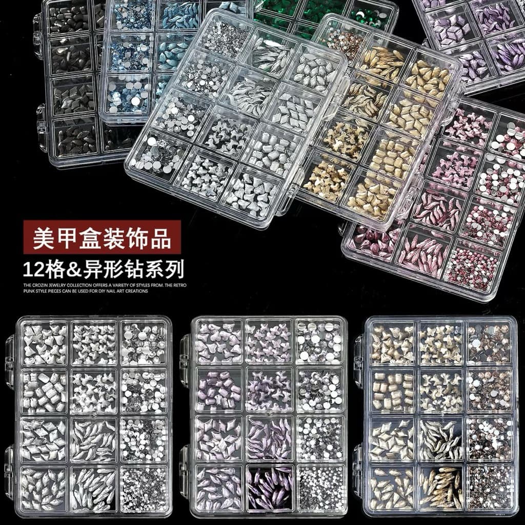 เพชรก้นแบน สำหรับแต่งเล็บ 1กล่องมี12ช่อง รูปที่ 4