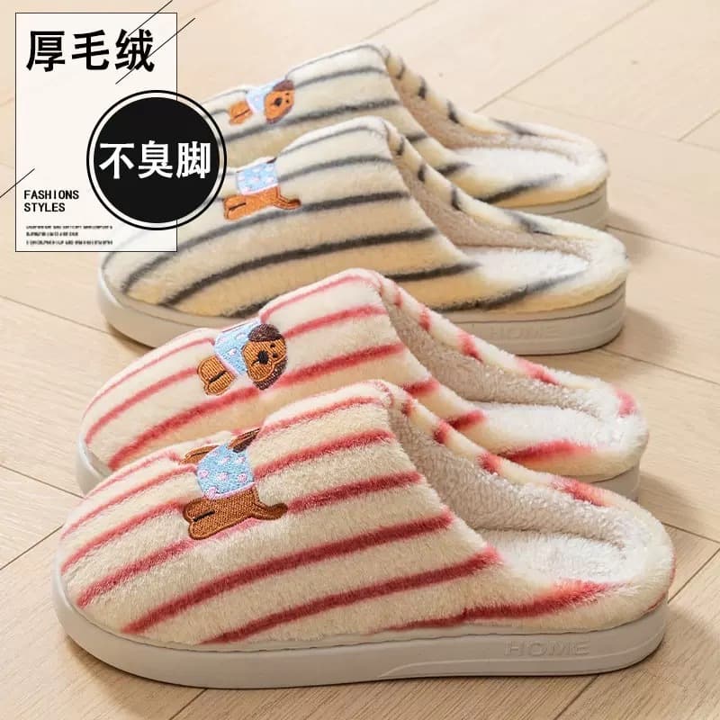 รองเท้าใส่ในบ้าน รองเท้ากำมะหยี่ สลิปเปอร์ พื้นยางPVC กันลื่น NO.T817 แนะนำเพิ่ม2ไซส์ รูปที่ 6