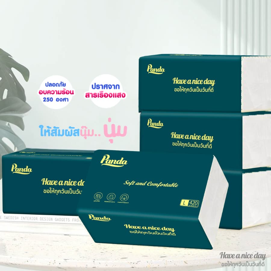 ทิชชู่เช็ดหน้า Panda mini หนานุ่ม4ชั้น ไซส์กลาง เกรดGB/T20808 เช็ดสะอาด รูปที่ 7