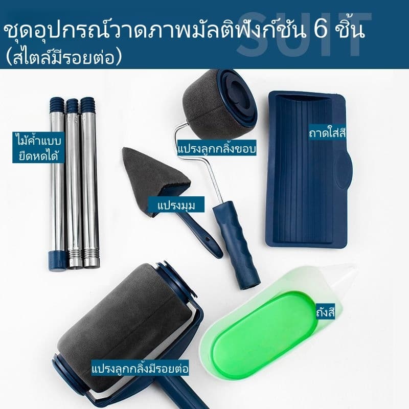 ชุดลูกกลิ้ง+แปรงทาสีพร้อมด้ามยืด อเนกประสงค์ 8ชิ้น ทาสีผนังตกแต่งบ้าน ใช้งานง่าย จัดส่งจากกรุงเทพฯ รูปที่ 2