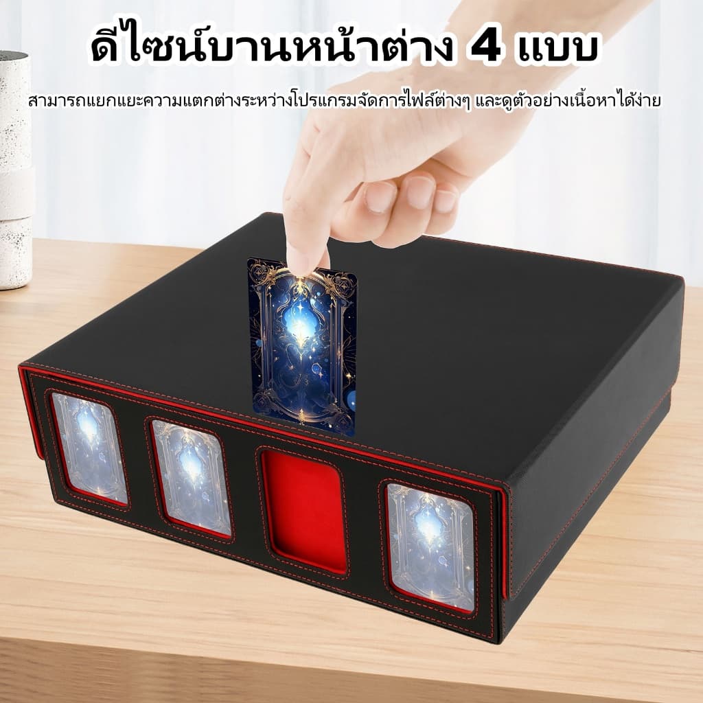 กล่องเก็บการ์ด กล่องเก็บการ์ดเกม มีที่กั้นและที่รองการ์ด กล่องเดก สะสมการ์ด หนังกันน้ำ ใส่การ์ด รูปที่ 2