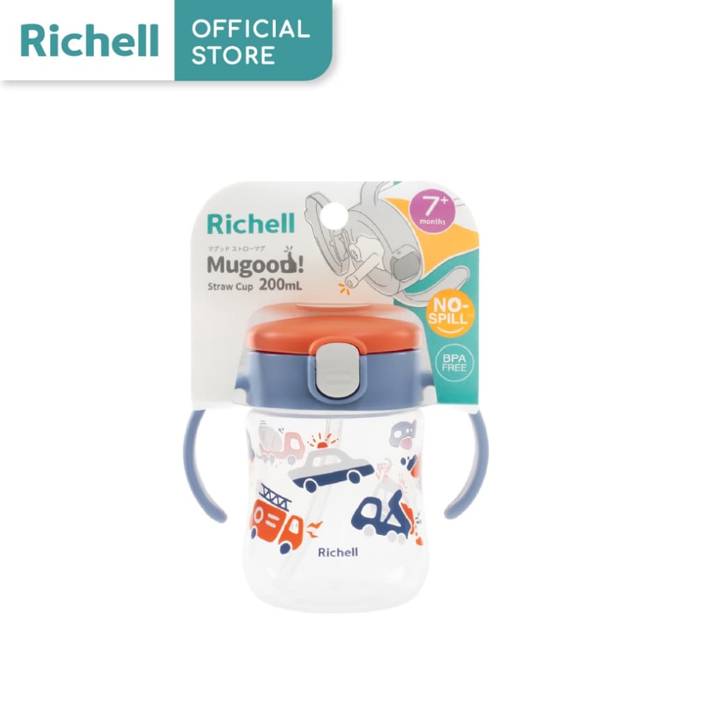 Richell MUGOOD! strawcup ลายใหม่ แก้วหัดดื่มกันสำลัก คว่ำไม่หก ตกไม่แตก ขนาด 200ml รูปที่ 4