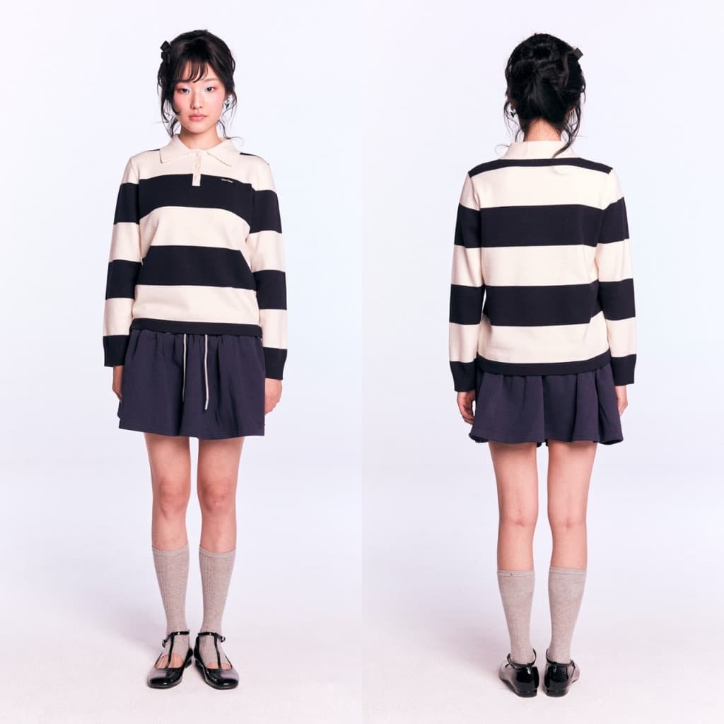 CHUUCHOP - Mochi Sweater เสื้อสเวตเตอร์แขนยาวลายทาง รูปที่ 5