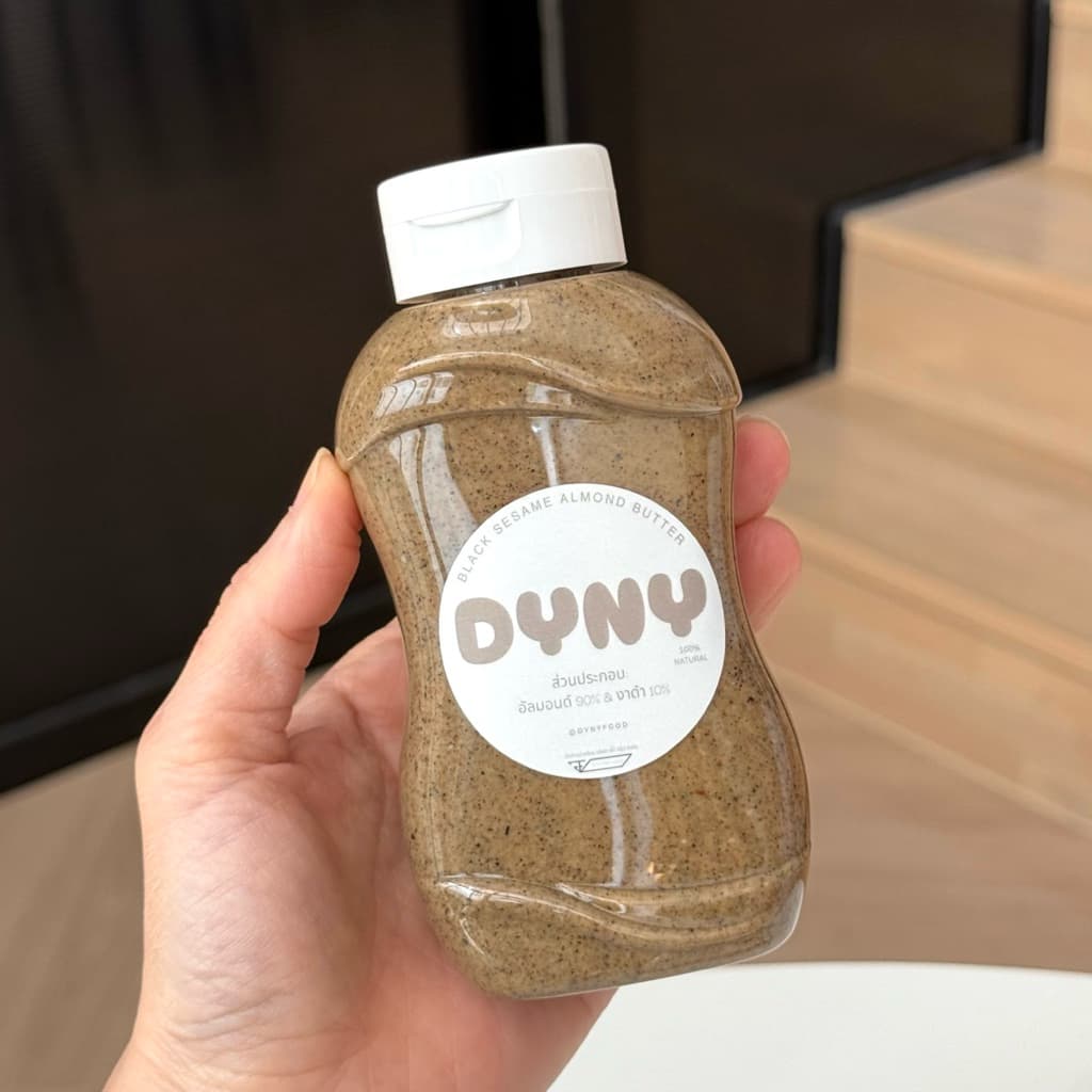 DyNy Almond butter รสงาดำ เนยถั่วอัลมอนด์ ไม่ได้ใส่น้ำตาล ไม่ได้ใส่น้ำมันเพิ่ม รูปที่ 4