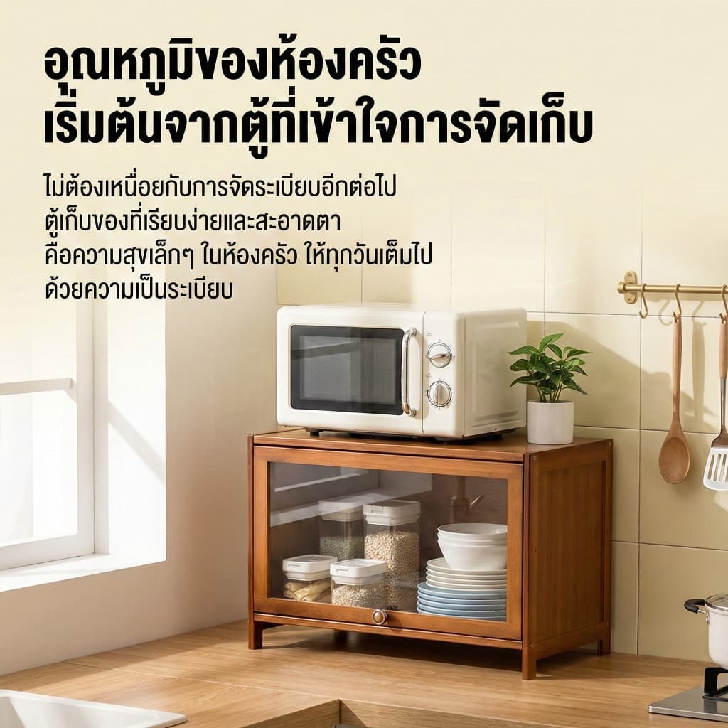 ตู้ครัว ตู้เก็บของจาน ตู้เก็บจานแบบดึงออกได้ ป้องกันฝุ่นและแมลง ดีไซน์เรียบง่าย รับน้ำหนักได้มาก รูปที่ 2