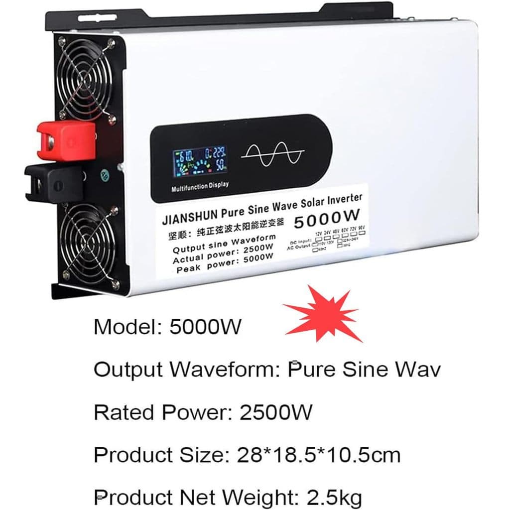 รับประกัน 10 ปี อินเวอร์เตอร์คลื่นไซน์ 3500w/5000w วัตต์ ตัวแปลงแบบพกพาแบบออฟกริด รูปที่ 2