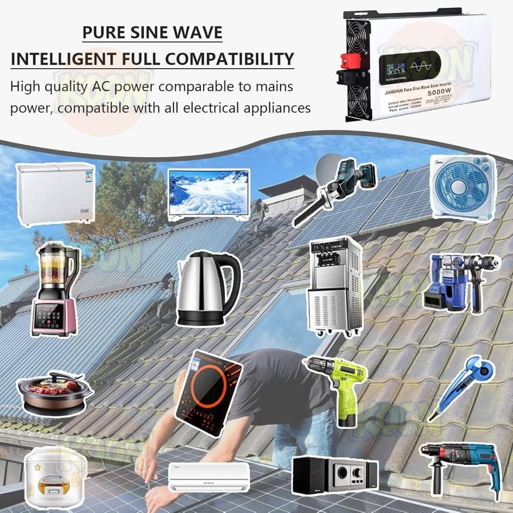 รับประกัน 10 ปี อินเวอร์เตอร์คลื่นไซน์ 3500w/5000w วัตต์ ตัวแปลงแบบพกพาแบบออฟกริด รูปที่ 8