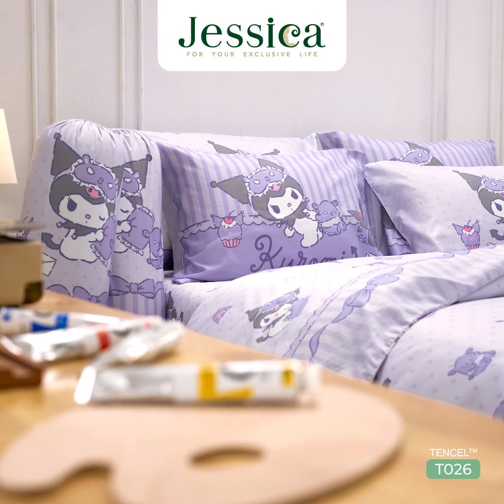 Jessica Tencel Kuromi T026 คุโรมิ เจสสิก้า ลายลิขสิทธิ์แท้ Sanrio ชุดเครื่องนอน ผ้าปูที่นอน ผ้านวม ผ้าห่ม รูปที่ 4