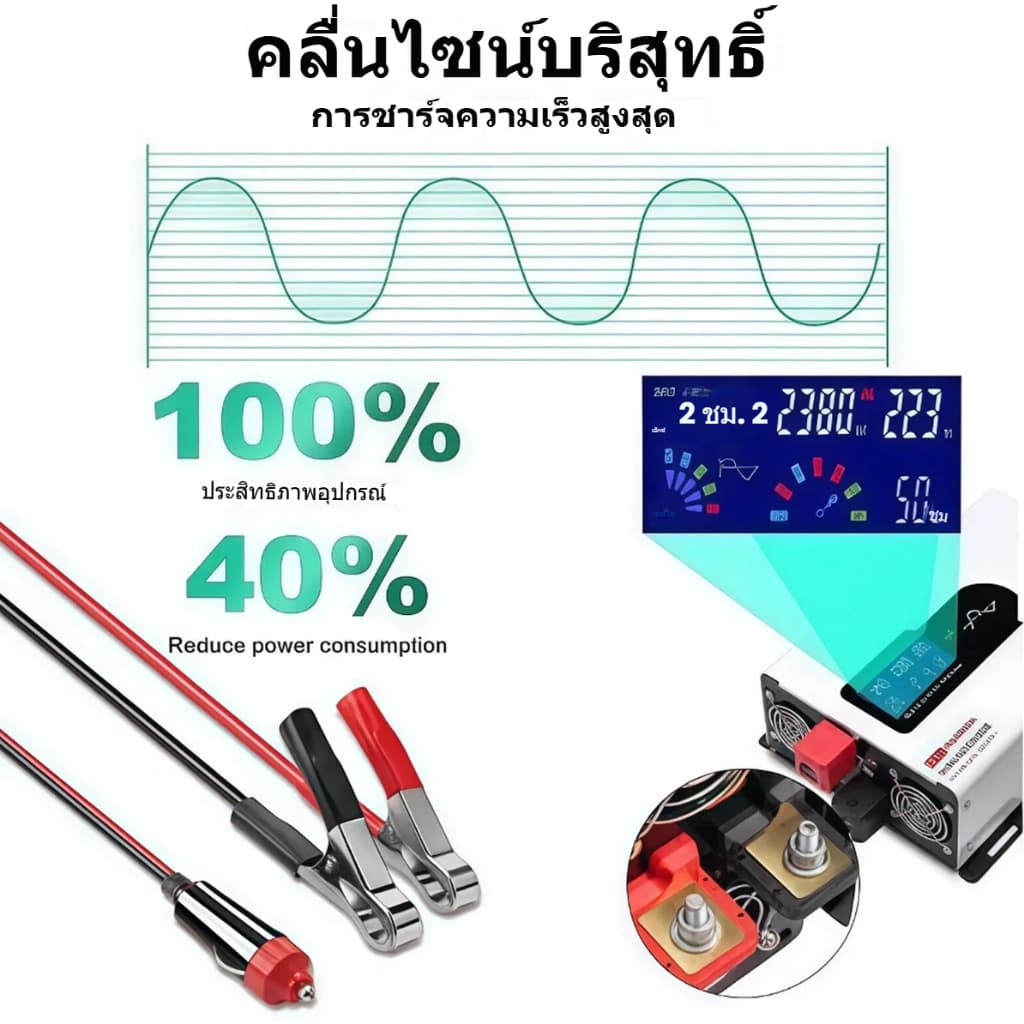 5000W อินเวอร์เตอร์ DC12V/24V ถึง AC220V คลื่นไซน์บริสุทธิ์ รองรับโหลดสูง สำหรับกลางแจ้ง/บ้าน จัดส่งจากไทย แรงดันคู่ ใช้ รูปที่ 6
