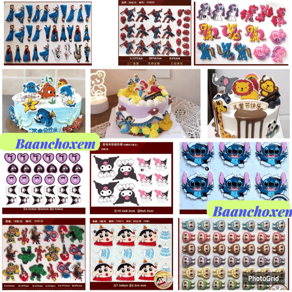 แผ่นลอกลายช็อคโกแลต แผ่นลอกลายช็อคโกแลต แผ่นช็อคโกแลตการ์ตูนตกแต่งเค้ก ลวดลาย เอลซ่า สไปเดอร์แมน คุโรมิ ชินามอล โดเรม่อน รูปที่ 1