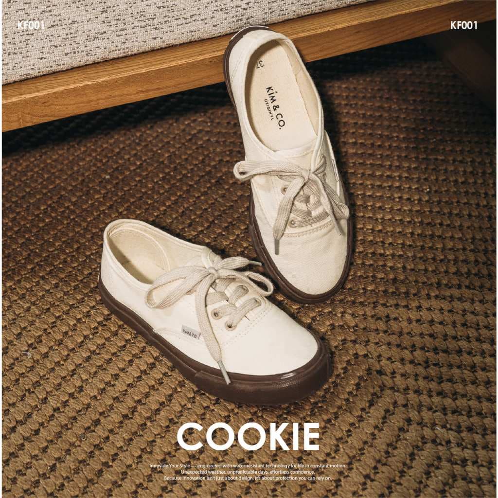 KIM&CO. Cookie รองเท้าผ้าใบแฟชั่นผู้หญิง สีครีมน้ำตาล ใส่แล้วเท้าเรียว ขับสีผิวให้ดูสว่างขึ้น รูปที่ 2