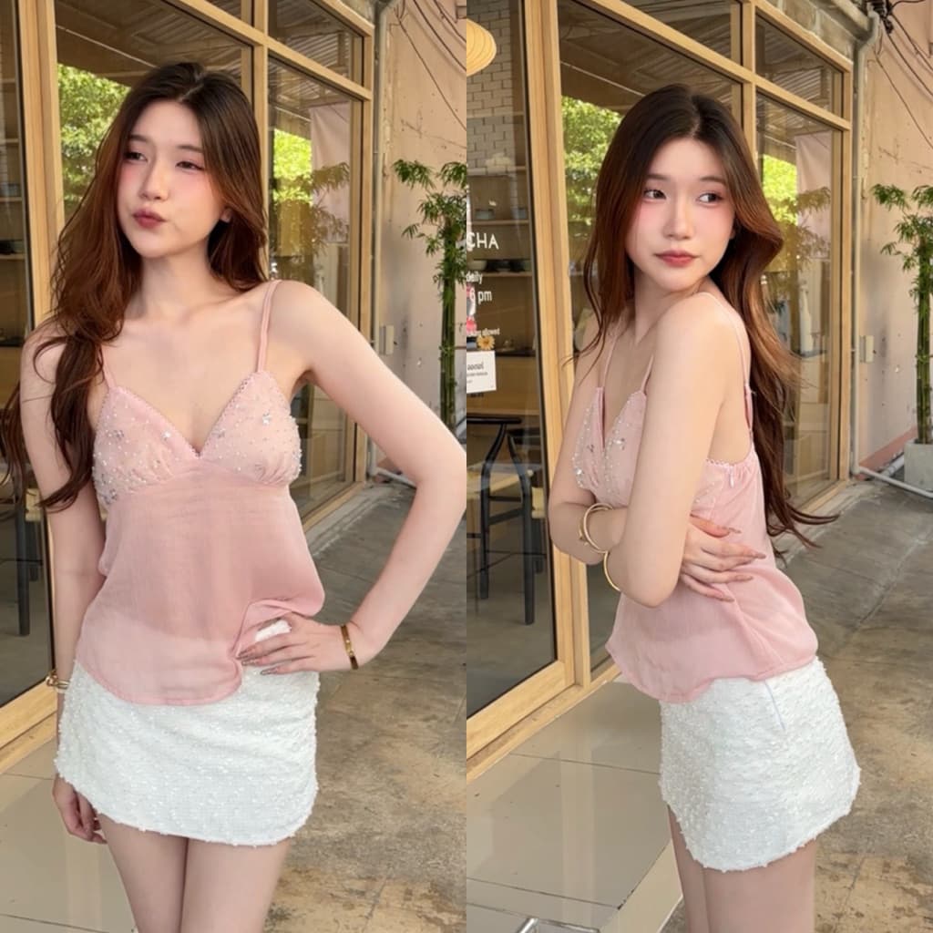 Sun.turday กระโปรงเอวต่ำ ผ้าวิ้งมีกางเกงซับใน รุ่น coco skirt รูปที่ 6