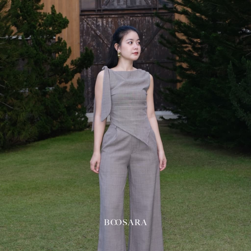 BOOSARA : Matilda Set ชุดเซ็ตเสื้อ+กางเกงขายาวทรงกระบอกใหญ่ ใส่ไปทำงานหรือไปเที่ยวก็เอาอยู่- BSR C. รูปที่ 6