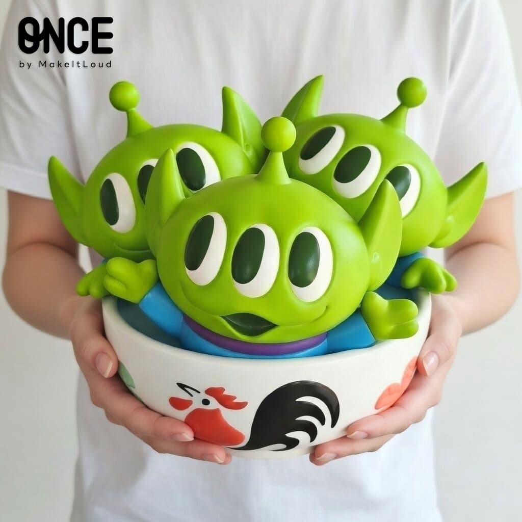 ONCE x ©Disney/Pixar Toy Story Aliens Collectible Figure Limited Edition Green Men ในชามตราไก่ ลิขสิทธิ์แท้ รูปที่ 5