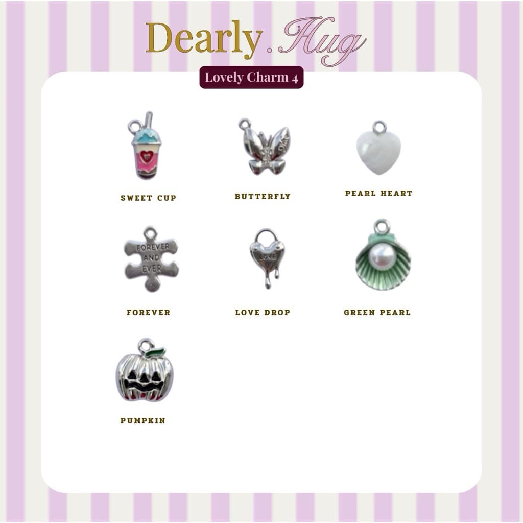 Dearly.Hug-Lovely Charm 4 จี้สำหรับตกแต่งเครื่องประดับ วัสดุโลหะผสม ดีไซน์น่ารัก รูปที่ 1