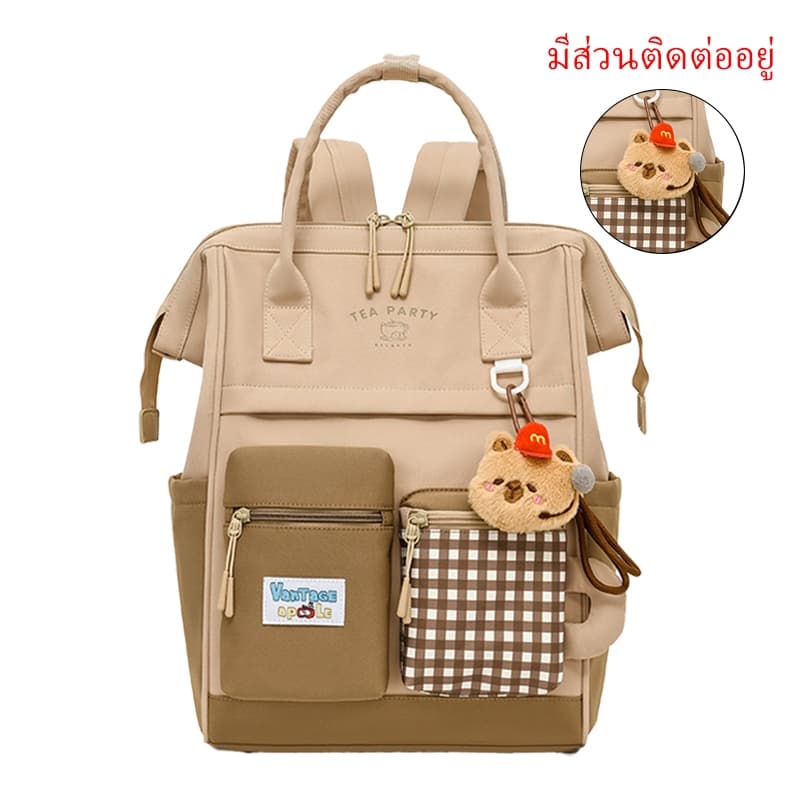 กระเป๋าเป้ผู้หญิงเกาหลีกระเป๋าแล็ปท็อปขนาด 16 นิ้วกระเป๋าสะพายคู่ผ้ากันน้ำ