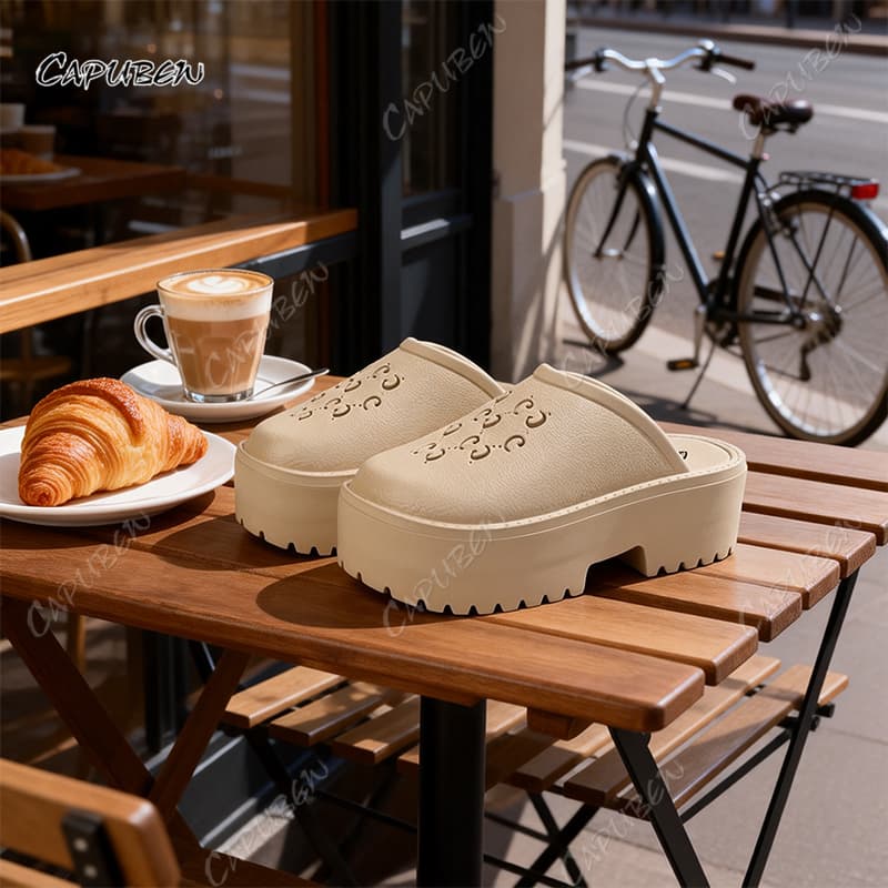 CAPUBEW รองเท้าแตะแฟชั่นพื้นหนา งานดี ทรงสวย วัสดุที่ใช้มีคุณภาพ ใส่แล้วสวย หรูดูแพงสุดๆ รองเท้าแตะผู้หญิง#07 รูปที่ 4