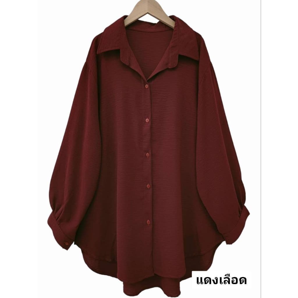 เสื้อเชิ๊ตคอปกบิ๊กไซส์ เสื้อเชิ๊ตทำงานคนอ้วน เสื้อเชิ๊ตสีดำ อก 46-54นิ้ว รูปที่ 5