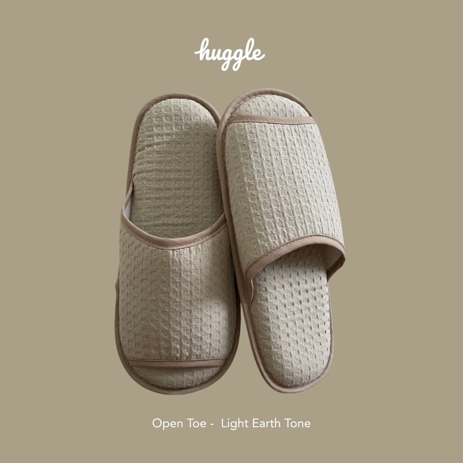 Earth Tone รองเท้าสลิปเปอร์เกรดโรงแรม หัวปิดและหัวเปิด รองเท้าใส่เดินในบ้าน ผ้าวาฟเฟิลทอบาง ฟองน้ำหนานุ่มพิเศษ รูปที่ 5