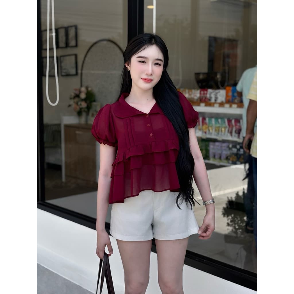 เสื้อชีฟองระบายขนมชั้น รูปที่ 2