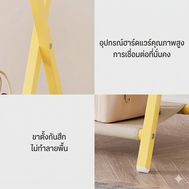 ราวแขวนเสื้อผ้า ราวแขวนผ้าเช็ดตัวพับได้ หัวเตียง ประหยัดพื้นที่ เหล็กหนา/สแตนเลสหนา มินิมอล ยืดหดได้ มีล้อ ดีไซน์สวยงาม รูปที่ 8