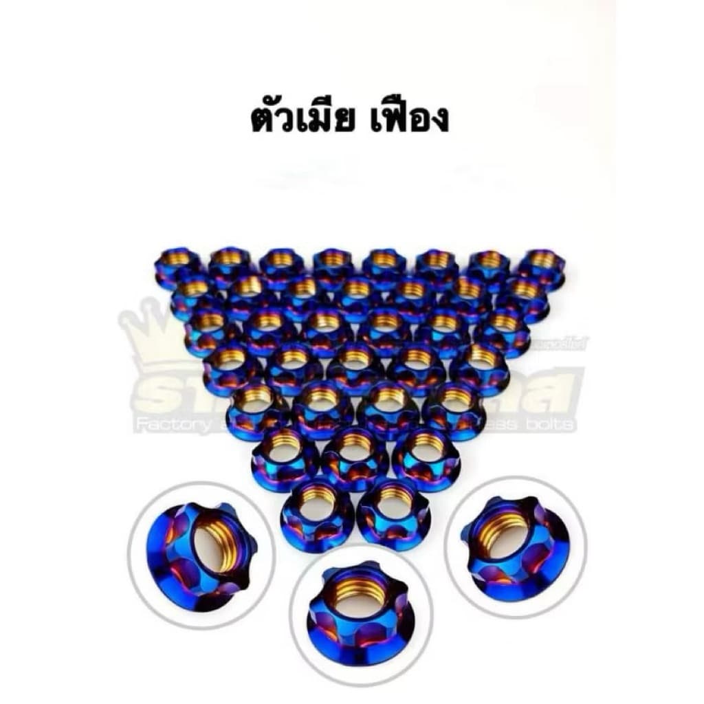 น๊อตตัวเมีย เลสเมีย ลายเฟือง #8 10 12 14 17 19 สแตนเลส ทอง ไทเท ราคาต่อตัว รูปที่ 7