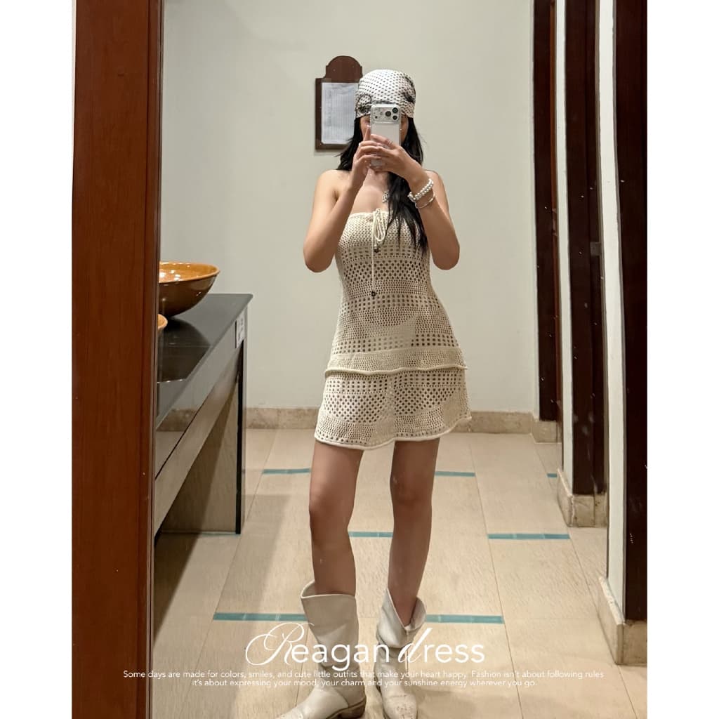 ICEBLINK | Reagan short dress เดรสสั้นไหมพรมเกาะอก เชือกผูกหน้า รูปที่ 4