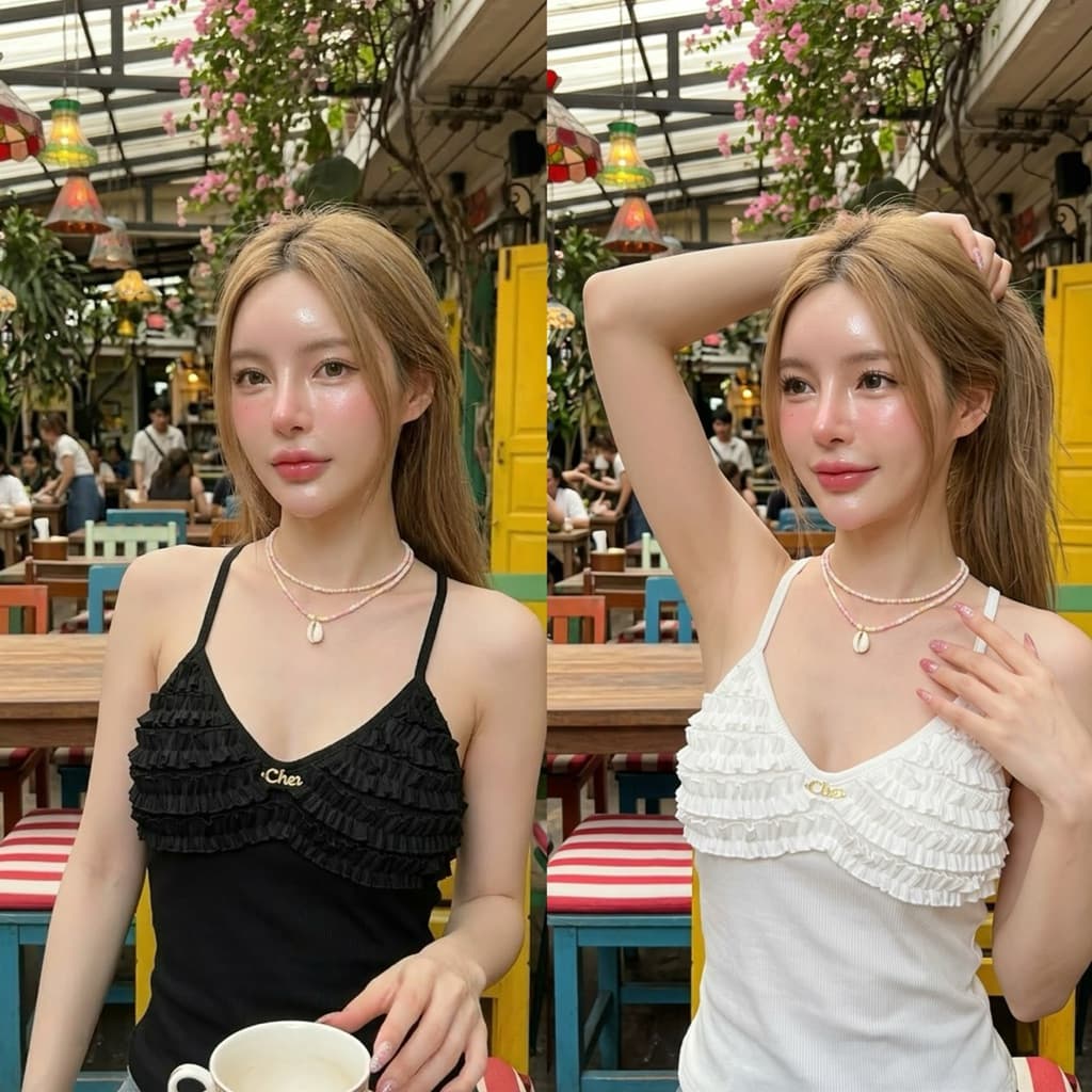 Diiz’s เสื้อสายเดี่ยว สายฝอ งานสวย เรียบหรู คาเฟ่ ทะเล สงกรานต์ รูปที่ 1