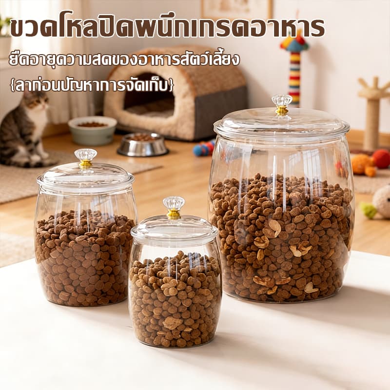 ภาชนะเก็บอาหารขนาดใหญ่สำหรับแมวและสุนัข ป้องกันการเจริญเติบโตของแบคทีเรียและรักษาอาหารให้แห้ง รูปที่ 2
