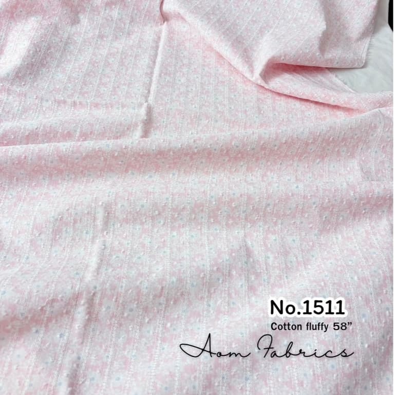 Aom Fabricsคอตตอน แจ็คการ์ด คอตตอน100% No.1511-1514 ทอเสริมเทคเจอร์ปุยปุยน่ารักมาก หน้ากว้าง 58 นิ้ว รูปที่ 7