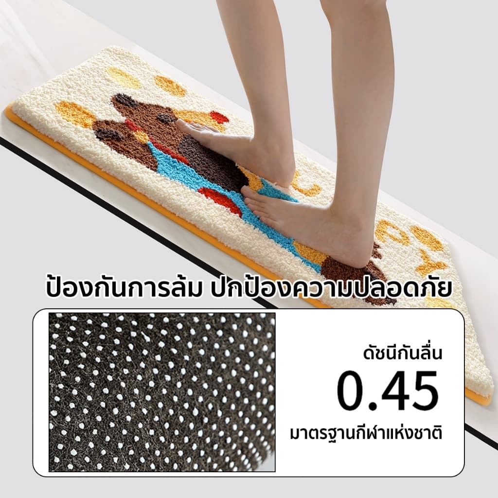 พรมเช็ดเท้า พรมห้องนอน พรมปูพื้นห้อง 50*120cm พรมแต่งห้องแต่งบ้าน นุ่มนิ่ม กันลื่น รูปที่ 6