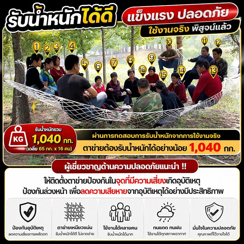 ตาข่ายกันตกงานก่อสร้าง เกรดพรีเมียม ขนาดตาข่าย 5 ซม. ทนทานต่อแรงกระแทก ใช้ครอบคลุมพื้นที่ก่อสร้างได้ทั่วถึง มีหลายขนาด พ รูปที่ 2