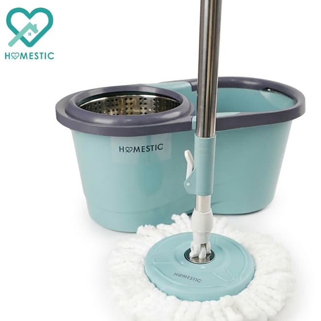 HOMESTIC ไม้ถูพื้น ไม้ม็อบ ด้ามสแตนเลส พร้อมผ้าไมโครไฟเบอร์ Spin Mop ใช้ได้กับถังน้ำและถังปั่น รูปที่ 1